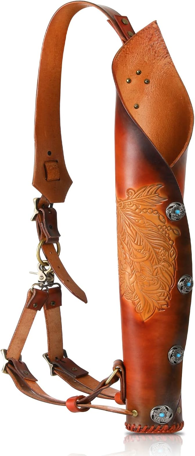 KAINOKAI 100% Pure Cowhide Arrow Quiver, Retro Hunting Quiver with Magnetic Attraction, Riding Quiver for Horse Bow Recurve Bow and Compound Bow (Jungle Hunter)