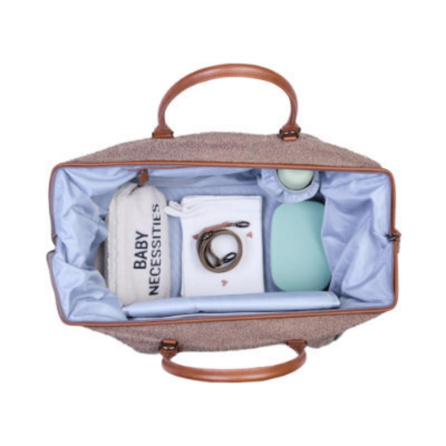 CHILDHOME Mommy Bag Sac à Langer Grande Contenance Tapis à Langer Bandoulière Ajustable Poche Isotherme Teddy Brun