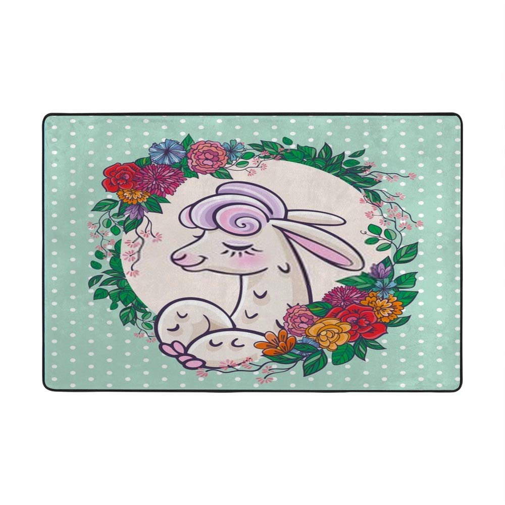 Tapis de salon lama alpaga CHEHONG 160x120cm en tissu polyester moderne