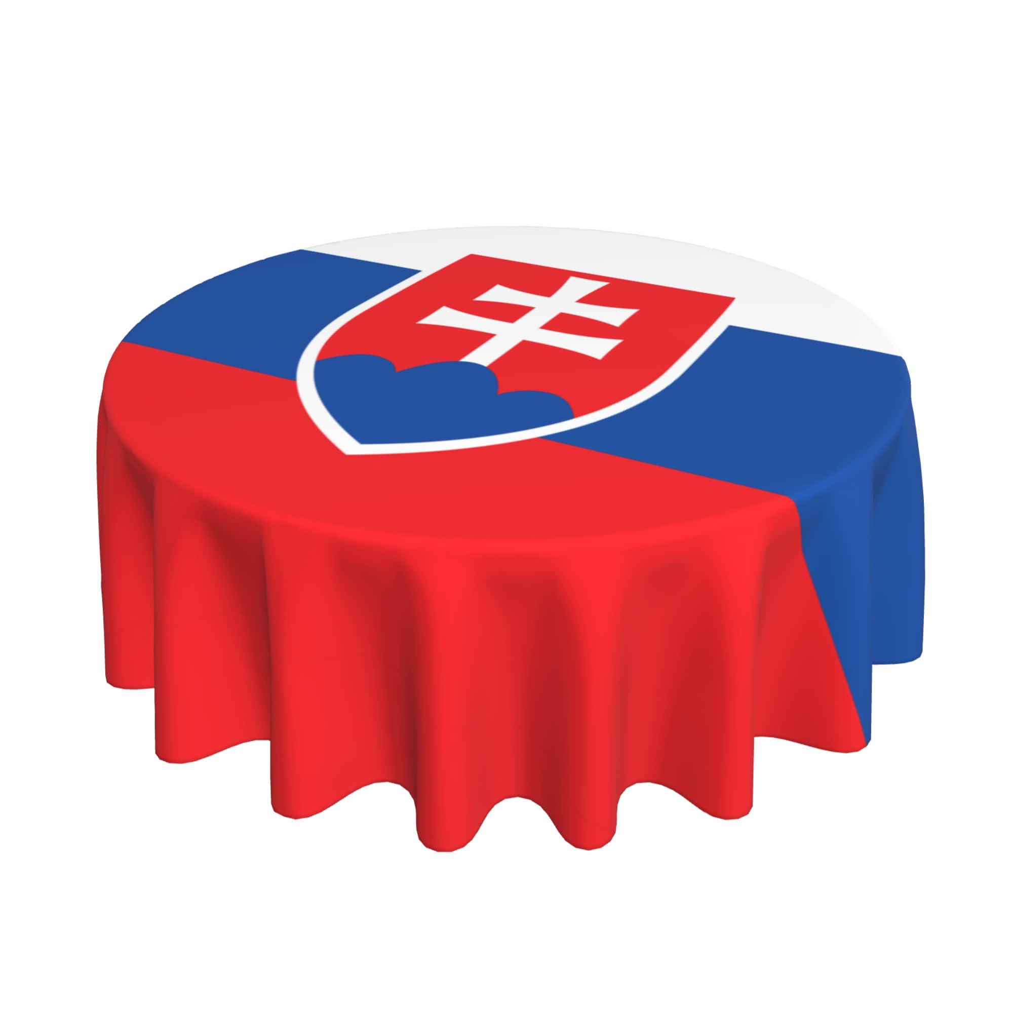 HLBSDM Flag of Slovakia 60" Restaurant Circle Decor Tablecloth Festive Table Cover Round Art Desk Cloth