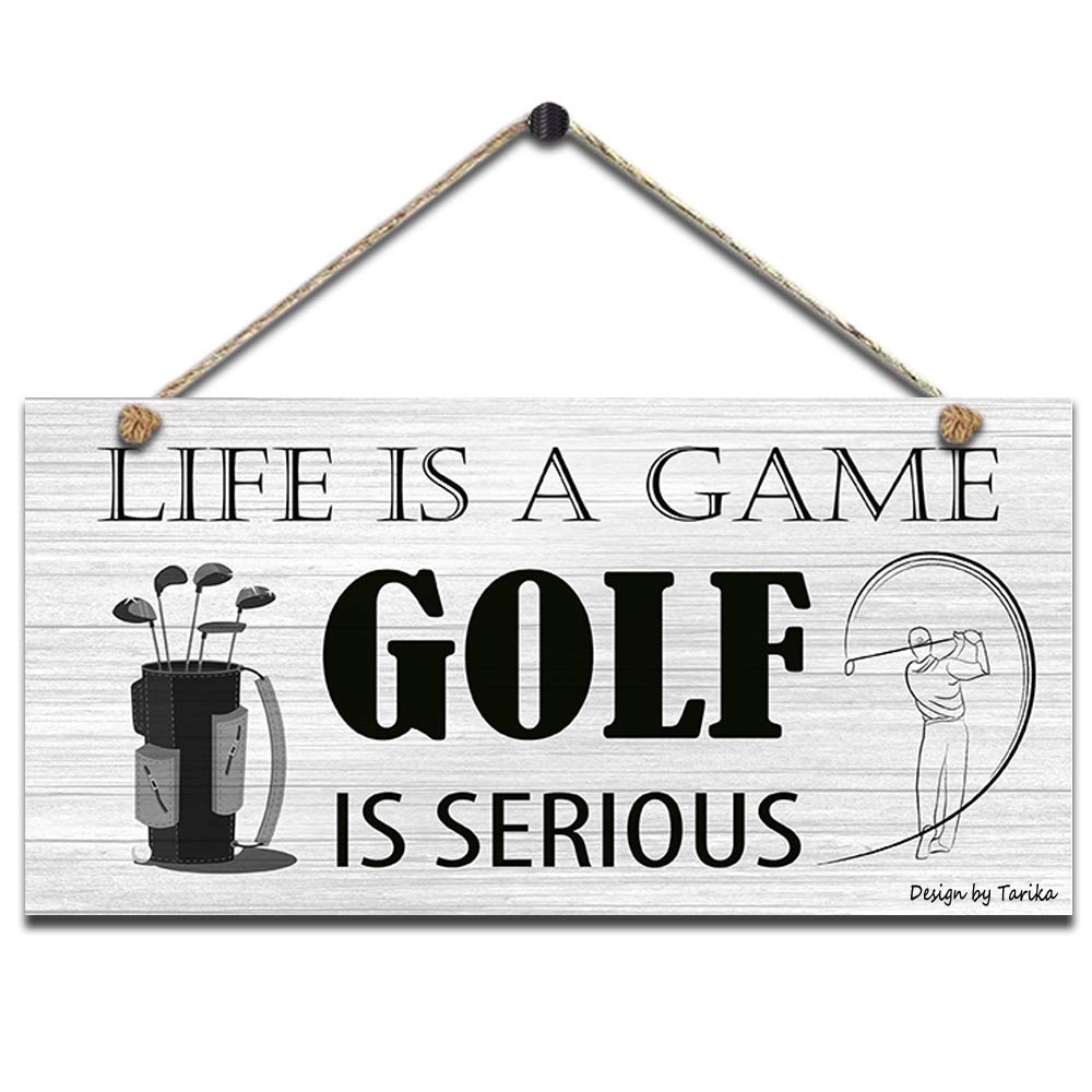 Life Is A Game Golf Is Serious Retro Wooden Public Decorative Hanging Sign for Home Door Fence Vintage Wall Plaques Decoration(5x10Inches)