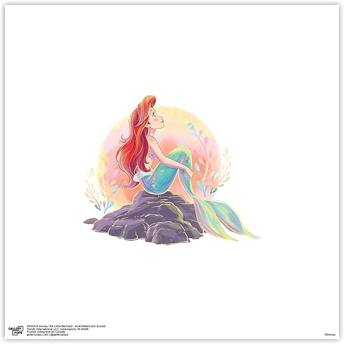 Trends International Gallery Pops Disney La Sirenita - Arte de pared de acuarela Ariel, versión sin marco, 12 x 12 pulgadas