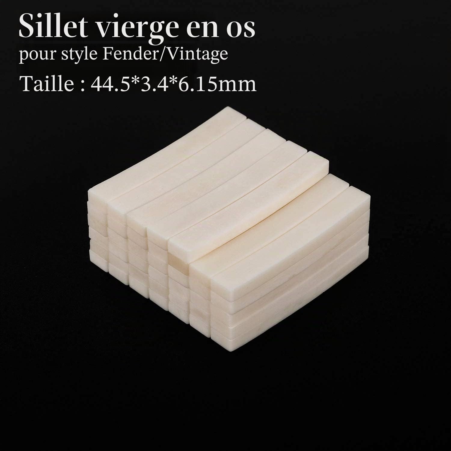 Alnicov Northwest Guitars Lot de 6 sillets en os pour guitare électrique Stratocaster Telecaster 44,5 mm