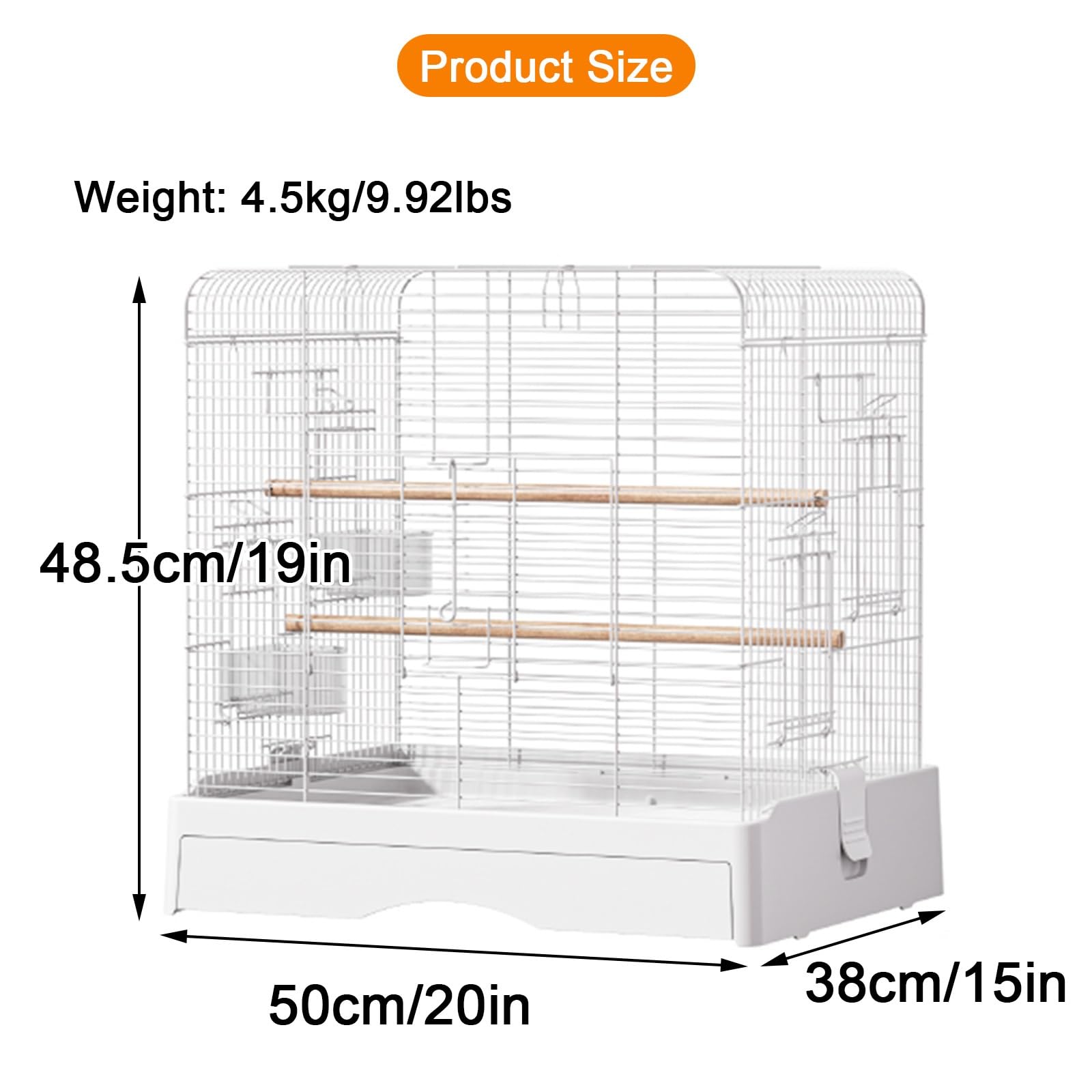 48.3 cm Vogelkäfig Indoor Voliere für Papageien Leichte Reisetasche für Sittiche, Nymphensittiche, Finken, Kanarienvögel