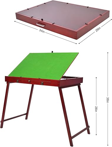 Miniatura 2 de Mesa de rompecabezas de madera para adultos y niños, almacenamiento de rompecabezas plegable, mesa de cajón inclinable, 1000 piezas, tablero de pie