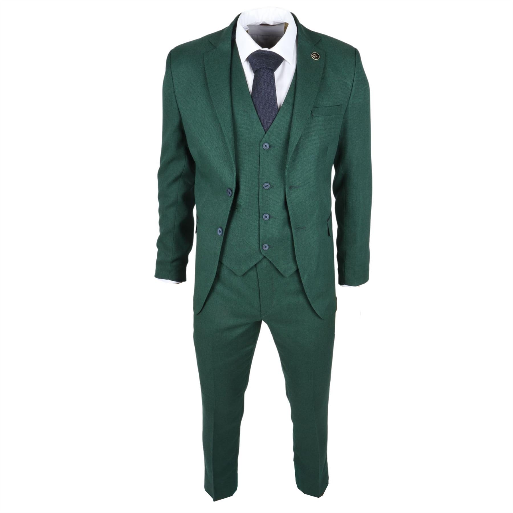 TruClothing Men's 3 Piece Suit Green 40R Tailored Fit