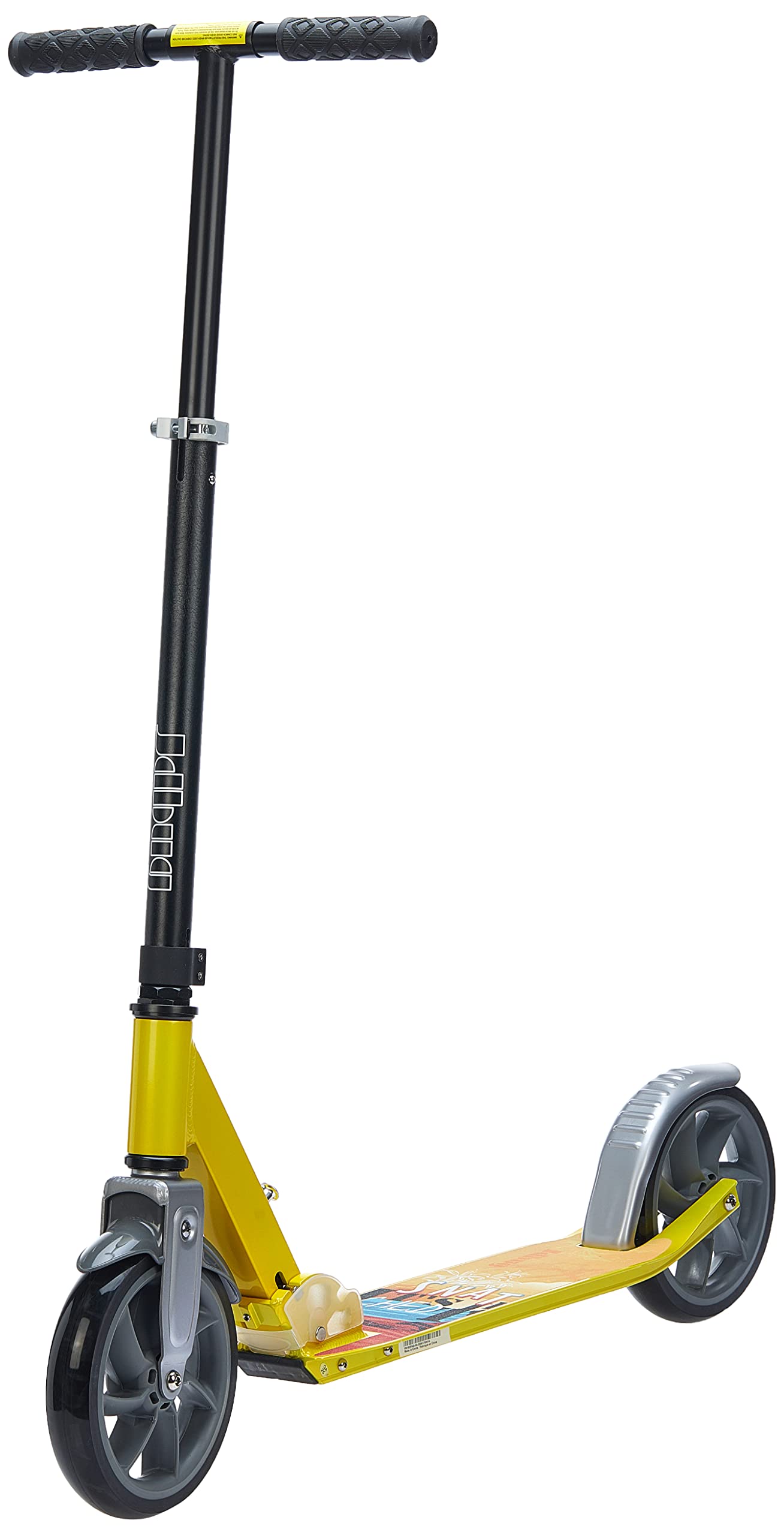 JD BugMs185F Yellow Kick Scooter, Foldable Scooter with 3 Adjustment Levels Handlebar with Anti-Shock Suspension Big Wheels for Kids, Teen and Adults