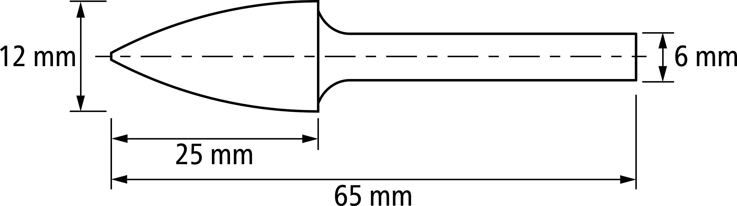 PFERD Frezarka HM, kształt stożkowy SPG, uzębienie ALLROUND, kołek do frezowania ø 12 mm, trzpień ø 6 mm, długość 65 mm, 21001022 – do wszechstronnego zastosowania na najważniejszych materiałach przemysłowych