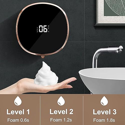 Miniatura 3 de Dispensador automático de jabón sin contacto, manos libres, dispensador automático de jabón espumoso para cocina y baño, montado en la pared