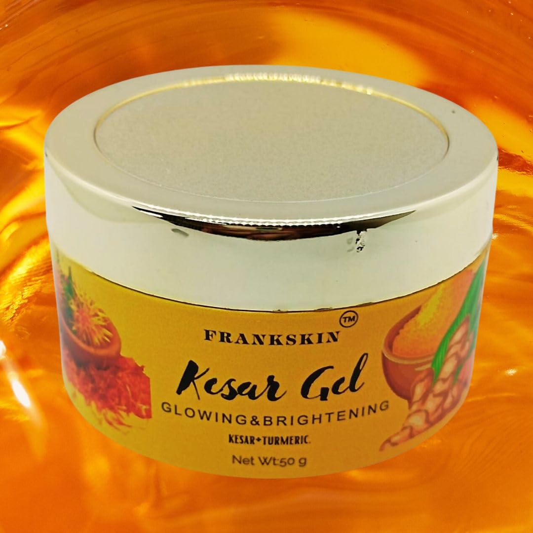 Frankskin Kesar Gel (Brightening & Glowing) Kesar+Turmeric.Kesar & Turmeric are beneficial to the skin.works as a skin lightening agent for your skin.net wt 50 grm.