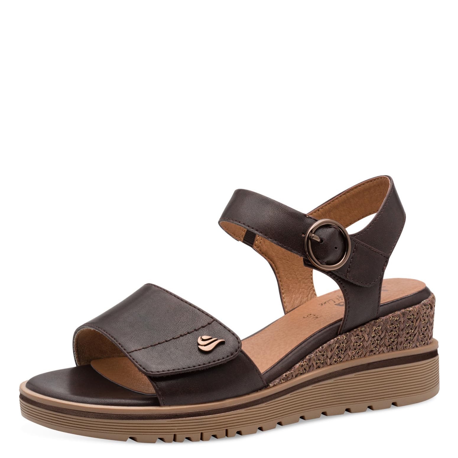Jana Women's Wedge/Plat Sand MultiAdj+Vegan Wedge Sandals, Mocha, 39 EU