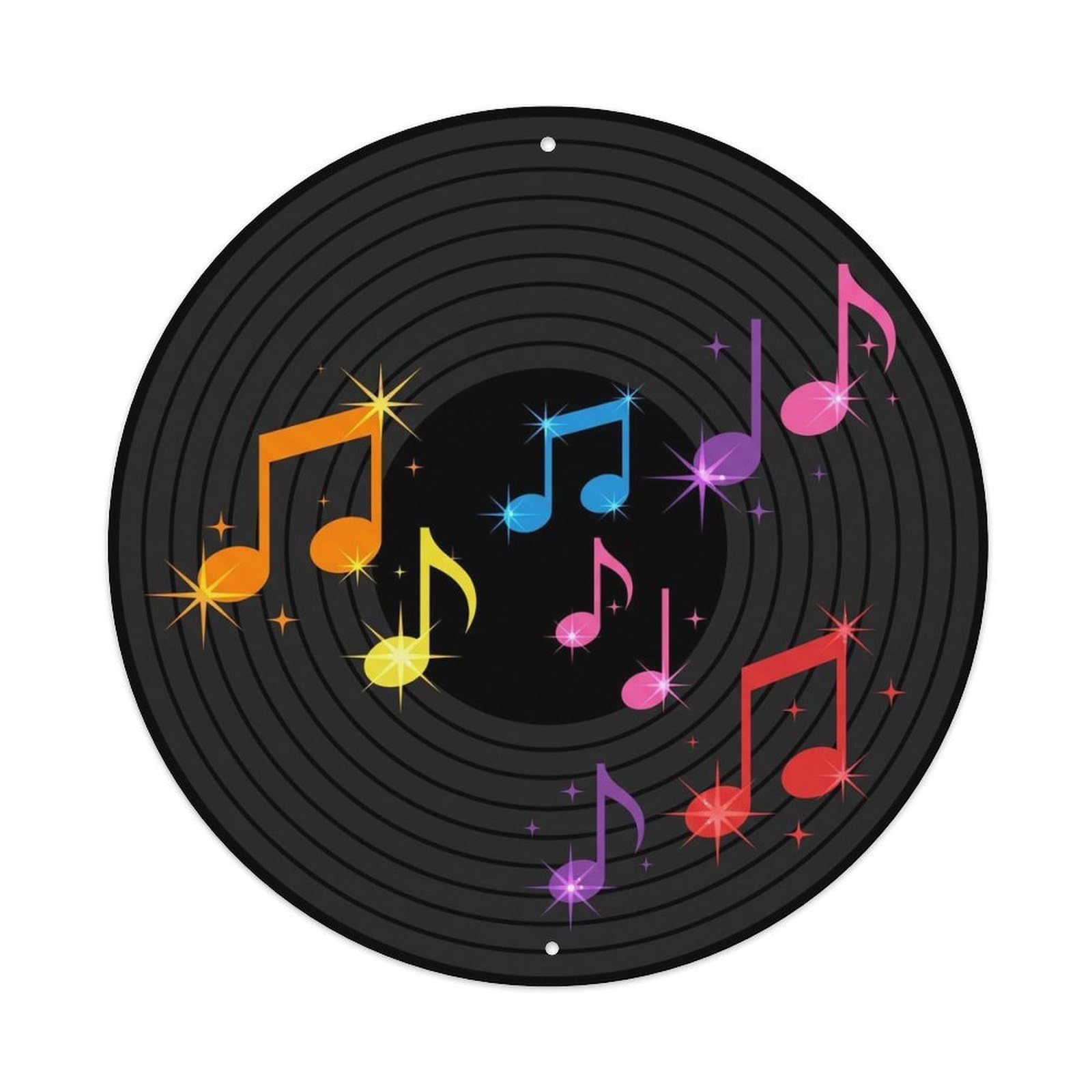 Colorful Music Vinyl Records Sparkle Bright Notes Metal Tin Sign