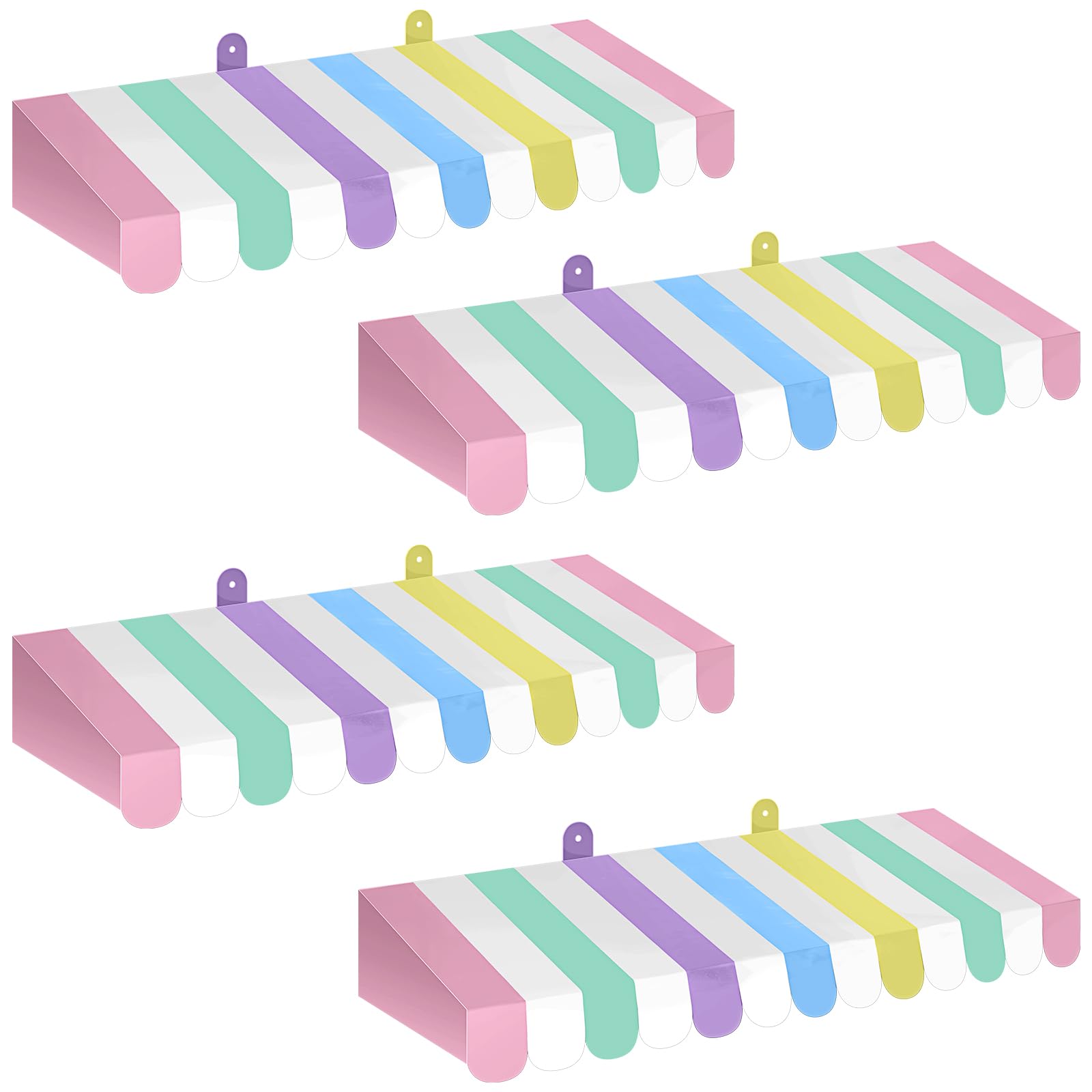 Boao 4 Pack Circus Awning Decoration, Striped Style, Pastel Color