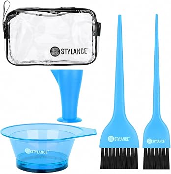 5 Pieces Hair Dye Coloring Kit- Hair Tinting Bowl, Hair Dye Brush, Measuring Cup, For Salon Use & Home DIY Dyeing Tools Blue