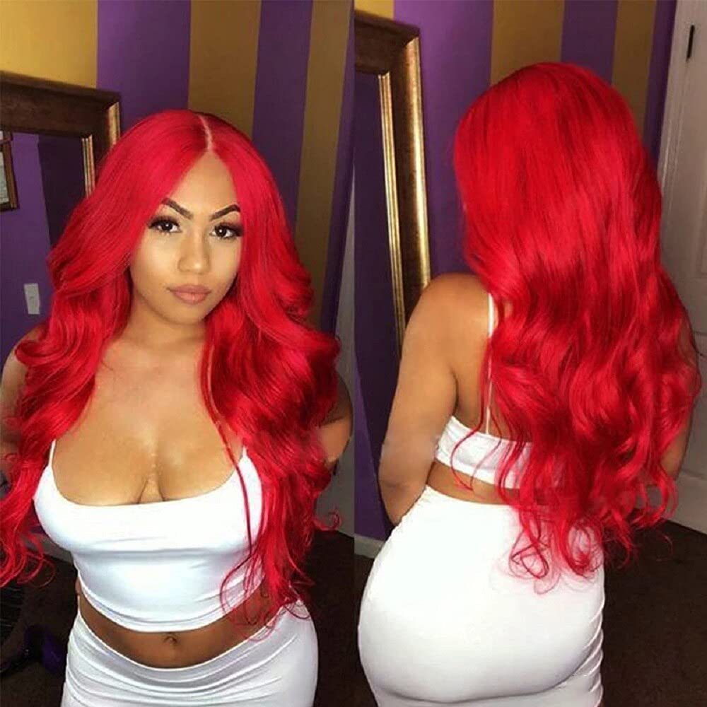 Free Part Body Wave HD Lace Front Wig Pre Plucked 150% Density Light Gray Ombre Red Rainbow Human Hair Wig 13x6 Lace Front Wigs with Baby Hair Glueless Brazilian Ombre Red Colored Light Gray Body Wave Wigs For Women