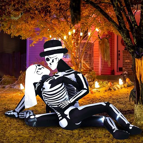Aufblasbares Halloween-Skelettpaar mit LEDs, 2,5 m