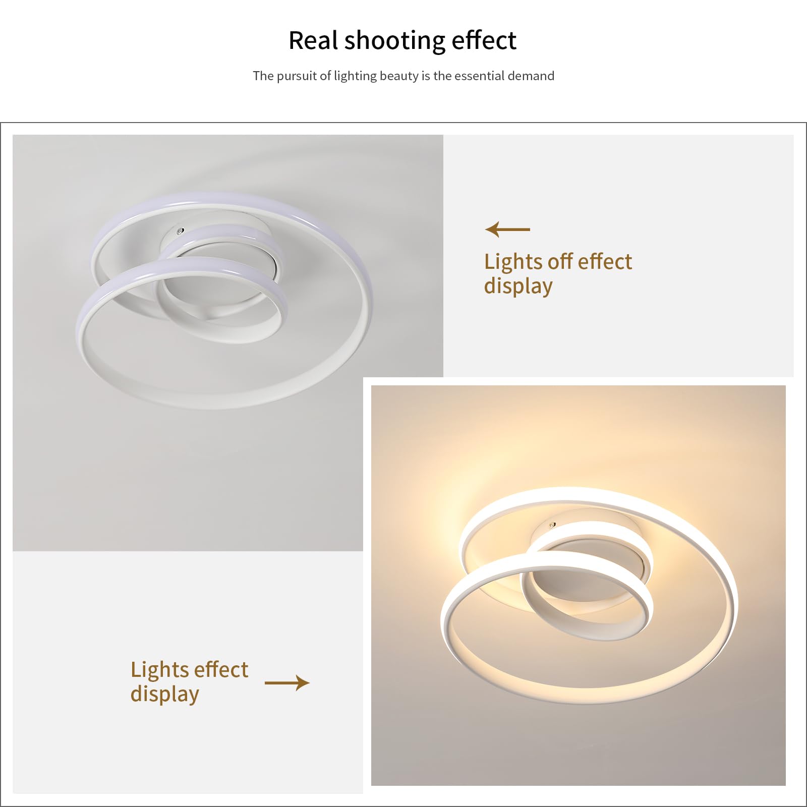 Comely Plafoniera LED Moderno, 36W 4000LM Lampada da Soffitto Design a Spirale, Lampadario LED Luce Calda 3000K per Soggiorno Camera da Letto Cucina Corridoio, Bianco