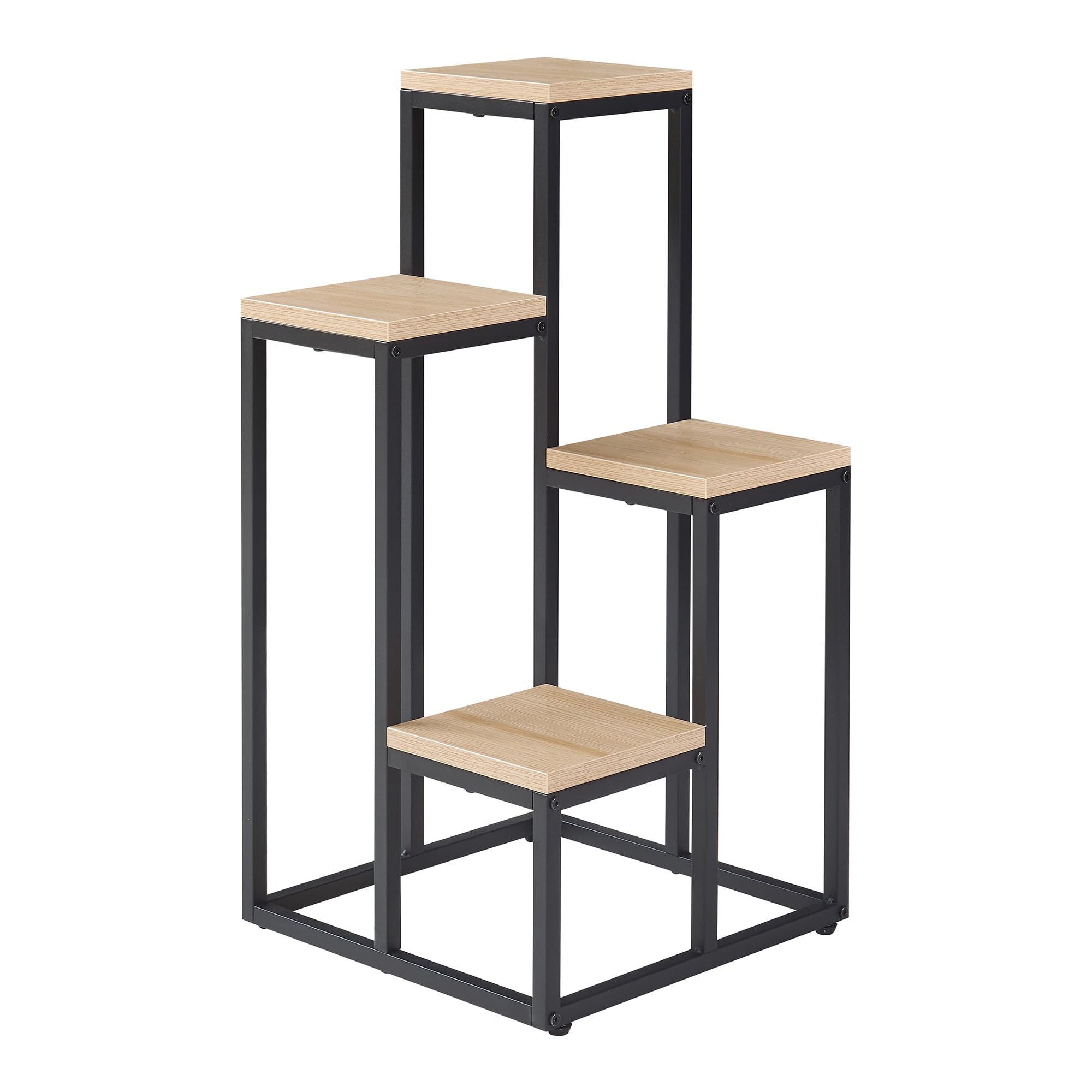 [en.casa] Scaffale Porta Piante a Gradoni Mobile Espositore per Vasi Fiori con 4 Ripiani a Diverse Altezze Supporto Piante a 4 Livelli 67 x 34 x 34 cm - Nero / Effetto Rovere