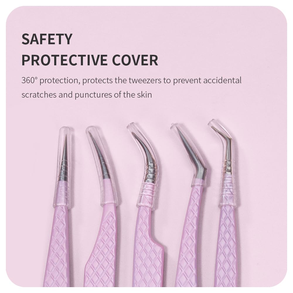 4Pcs Pinzette per Estensioni delle Ciglia Pinzette di Precisione Curve Pinzetta per Ciglia Easy Fan Individuali Ciglia Tweezers Professionisti(F01+02+06+09)