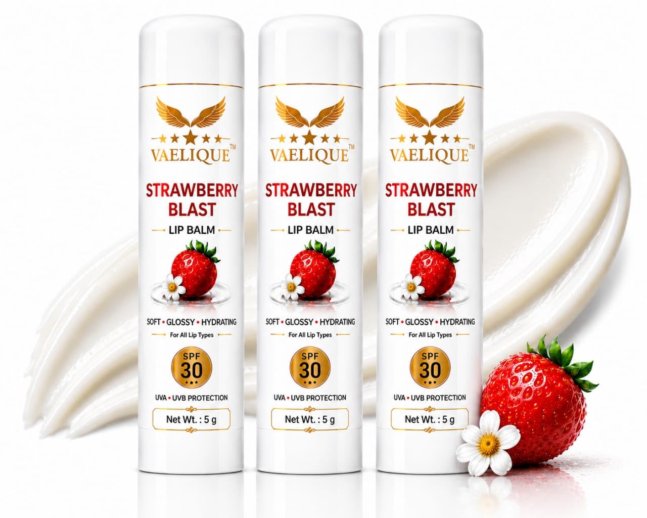 Strawberry Blast Lip Balm SPF 30 Lip Care | Beeswax, Shea Butter & Vitamin E | Moisturizing Lip Balm for Dry & Chapped Lips (15)-image-24