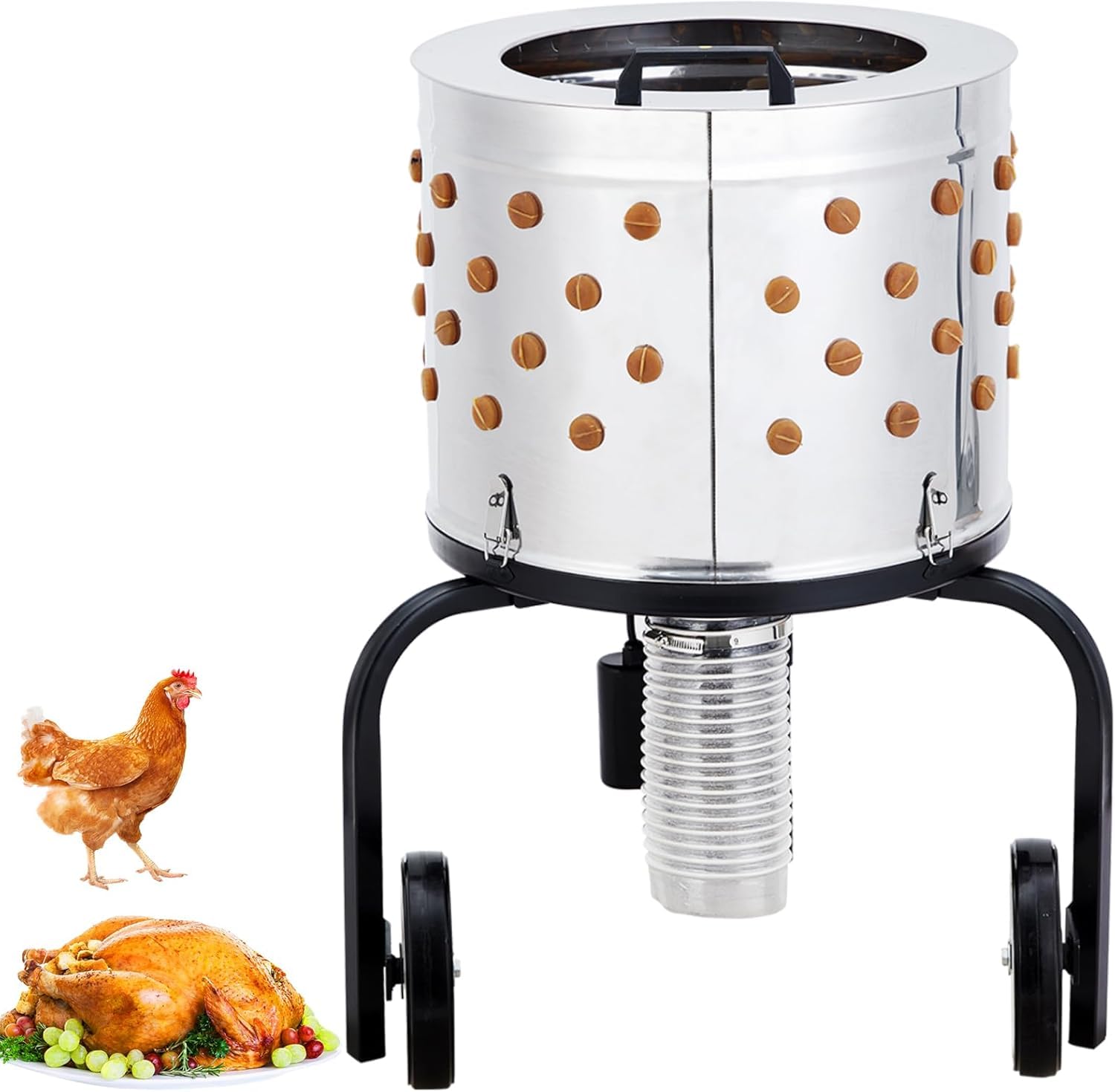 GarveeLife Chicken Plucker Machine, 20 in Stainless Steel Poultry Plucker with 106 Soft Fingers, GFCI Safe Waterproof Design Plucker Machine for Farms, Restaurants, Home
