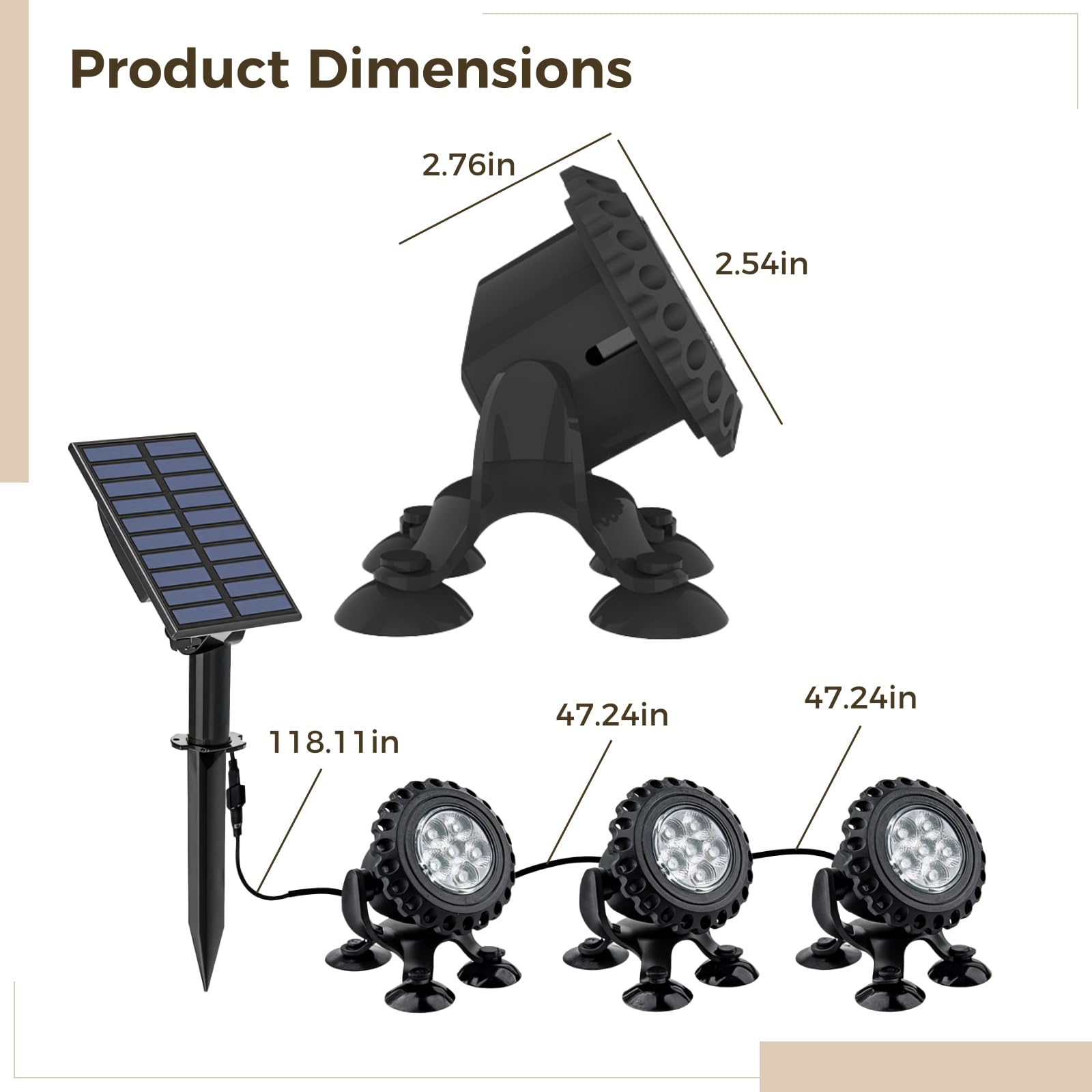 Luces solares RGB cambiantes para estanque, luces LED sumergibles, luces de acuario, IP68 impermeable, ideal para peceras y fuentes, material ABS con instalación de succión