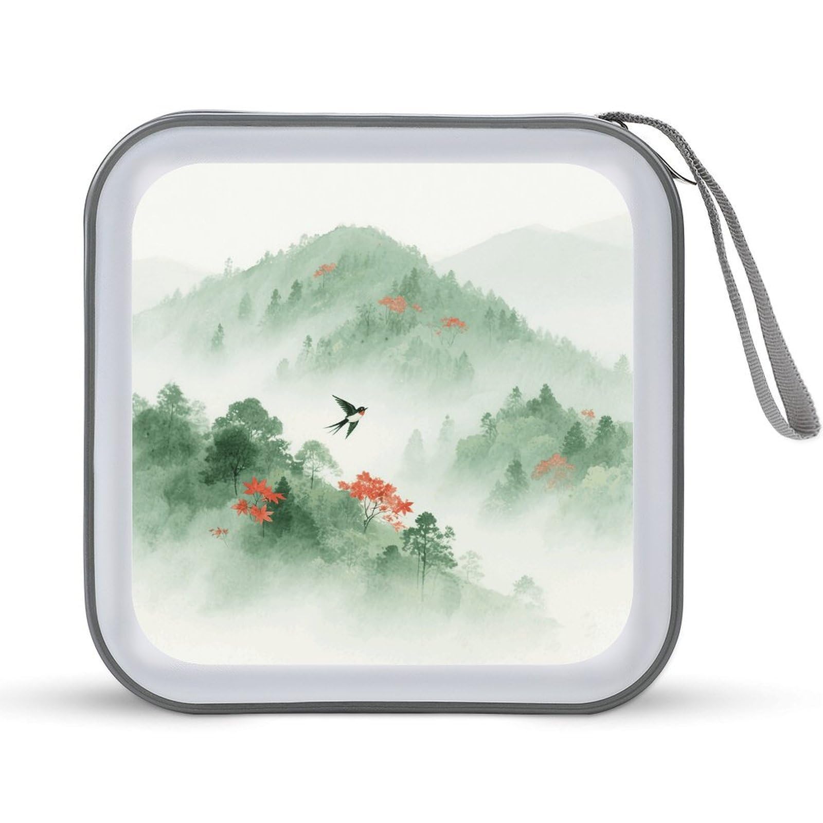 VstaDank Mountain Forest DVD Case With Zipper Portable CD Case Hardshell DVD VCD Binder Storage Box EVA Protective Blu-ray Wallet 40 Capacity CD Wallet Movie Music Media Disc Wallets