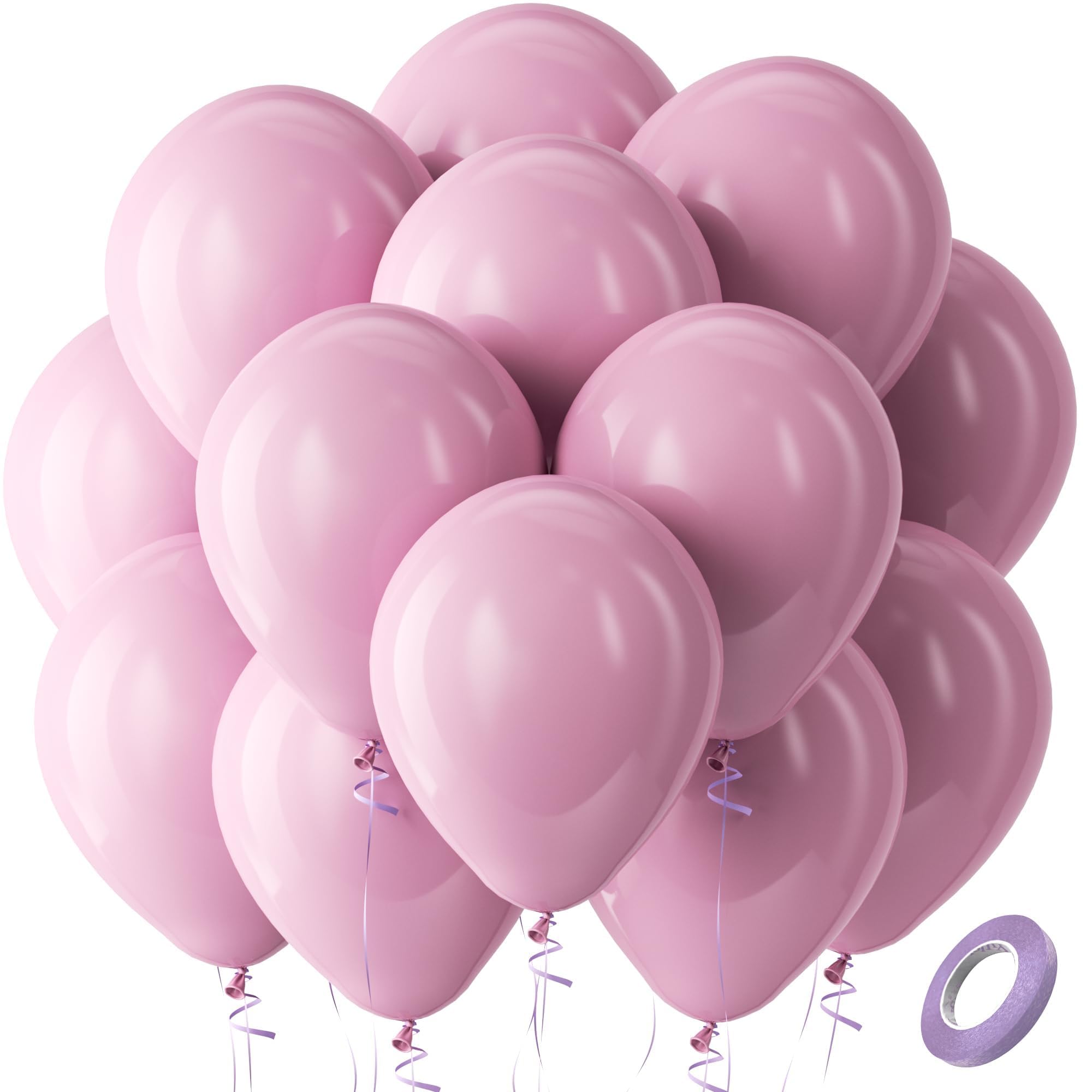 Bezente Mauve Balloons Latex Boho Netural Party Balloons 100 Pack 12 inch | Dusty Pink Dark Rose Blush Balloons for Wedding Birthday Anniversary Graduation Party Decorations