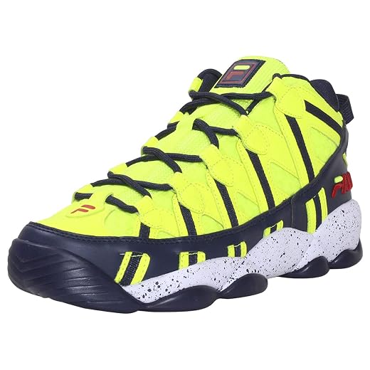 Fila Men's Stackhouse Spaghetti Basketball Sneakers Safety Yellow/Navy/White 10.5