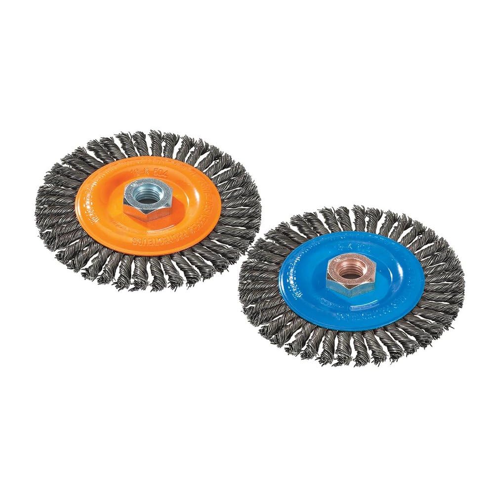 Walter 13K514 Stringer Bead Wire Wheel Brush - 5 in. Stainless Steel Wire Brush with Threaded Hole. Abrasive Power Brushes