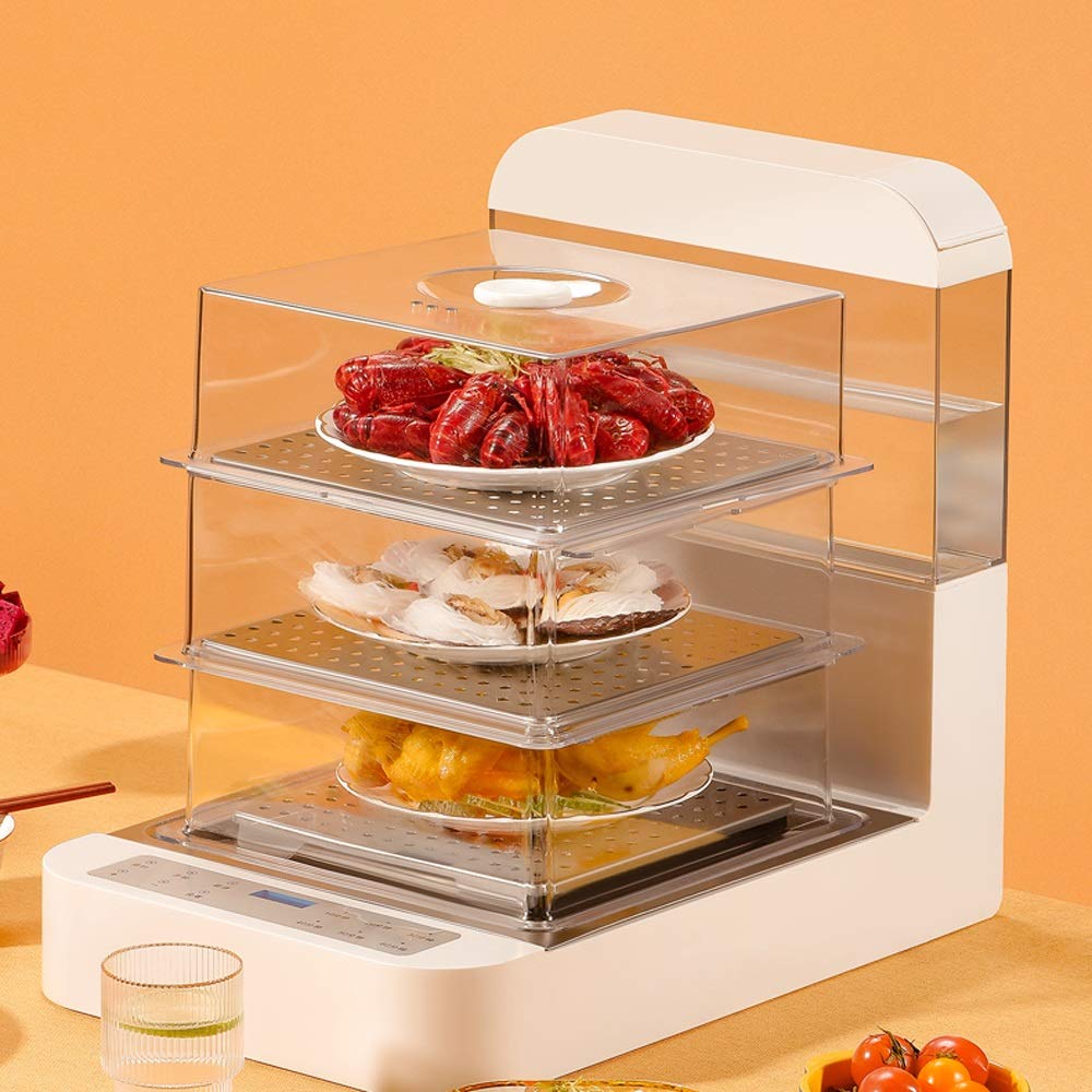 Vaporiera elettrica Multifunzionale a 3 Strati per la Cottura di Frutti di Mare e Verdure