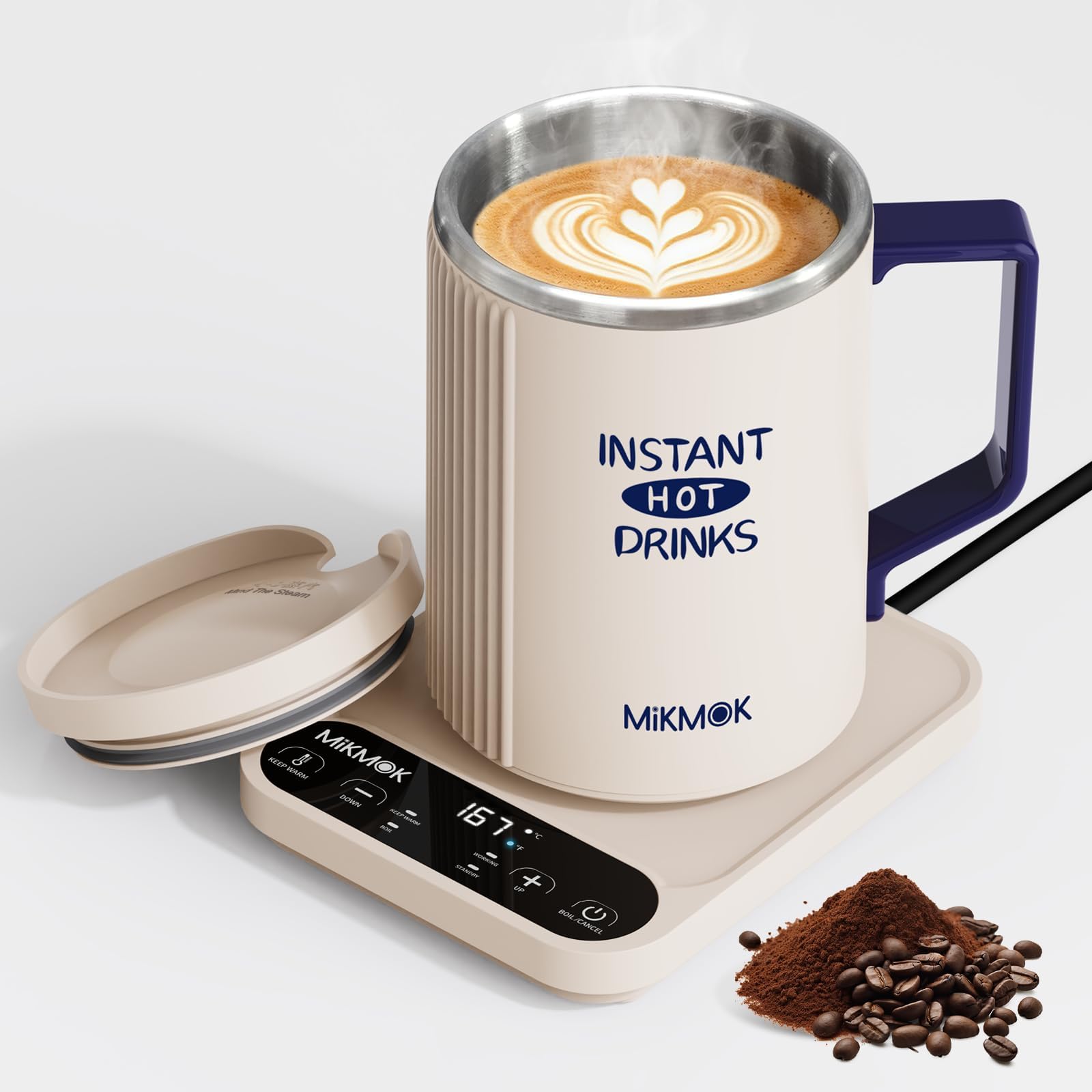 MIKMOK Small Electric Kettle 400ml, 300W Boiling Mug, Hot Beverage Warmers