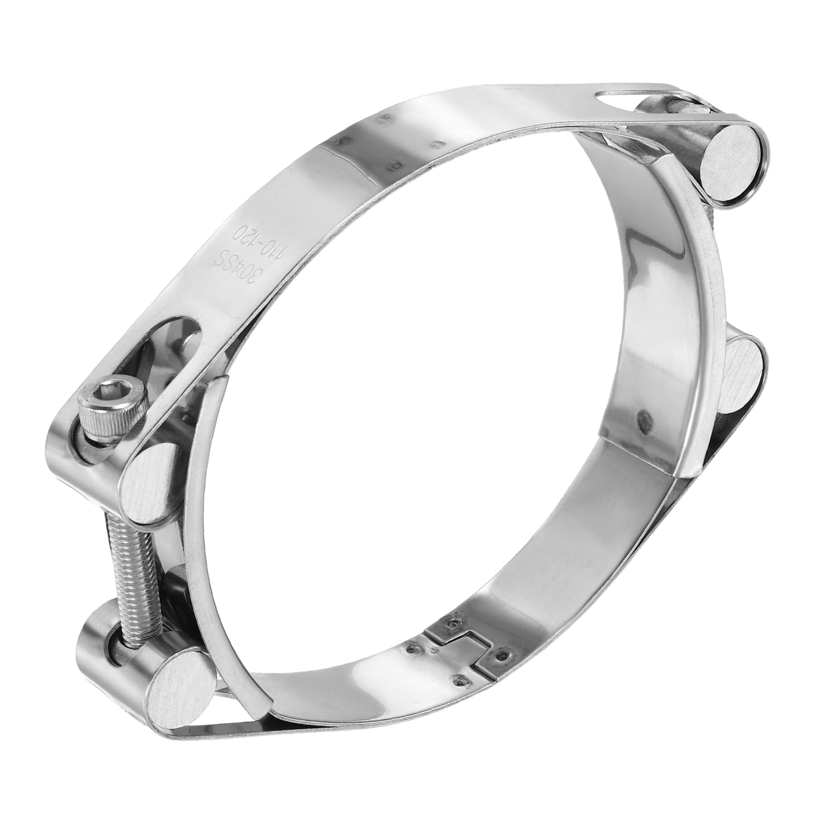 sourcing map T-Bolt Hose Clamp 110-120mm (4.3-4.7") 304 Stainless Steel Double Head Adjustable Intake Radiator Tube Clamps for Automotive Plumbing Industrial Intercooler Pipe