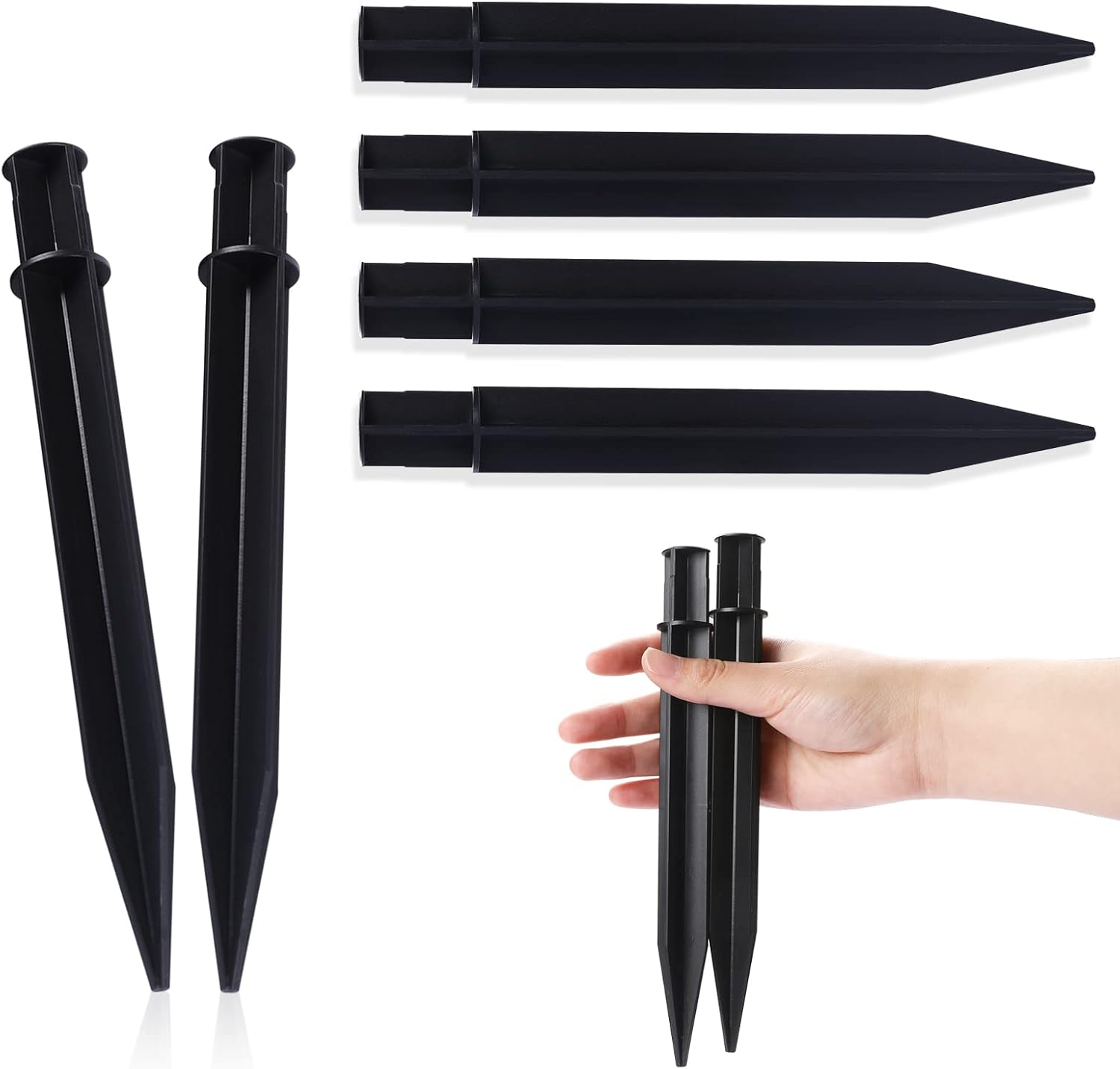 6Pcs 8.25 Inch Reinforced Ground Spikes, Solar Lights