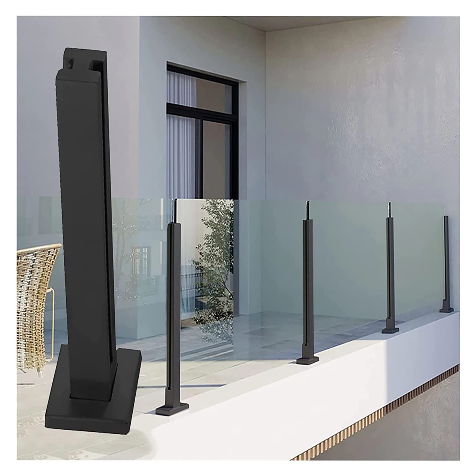 Glass Balustrade Post Clamp, Terrace Balcony Deck Glass Panel Post, 60/70/80/90/100/110/120/130 cm Tall Baluster Column Kit, 304 Stainless Steel Fence Support System ( Color : Mid Post , Size : Height