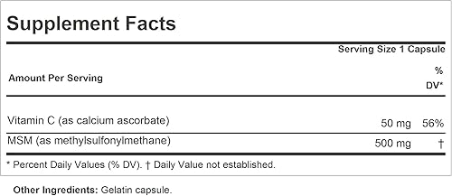 Miniatura 2 de ANDREW LESSMAN MSM 500 Metil-Sulfonil-Metano 60 Cápsulas - Fuente altamente concentrada de azufre orgánico. Apoya la estructura y función saludables