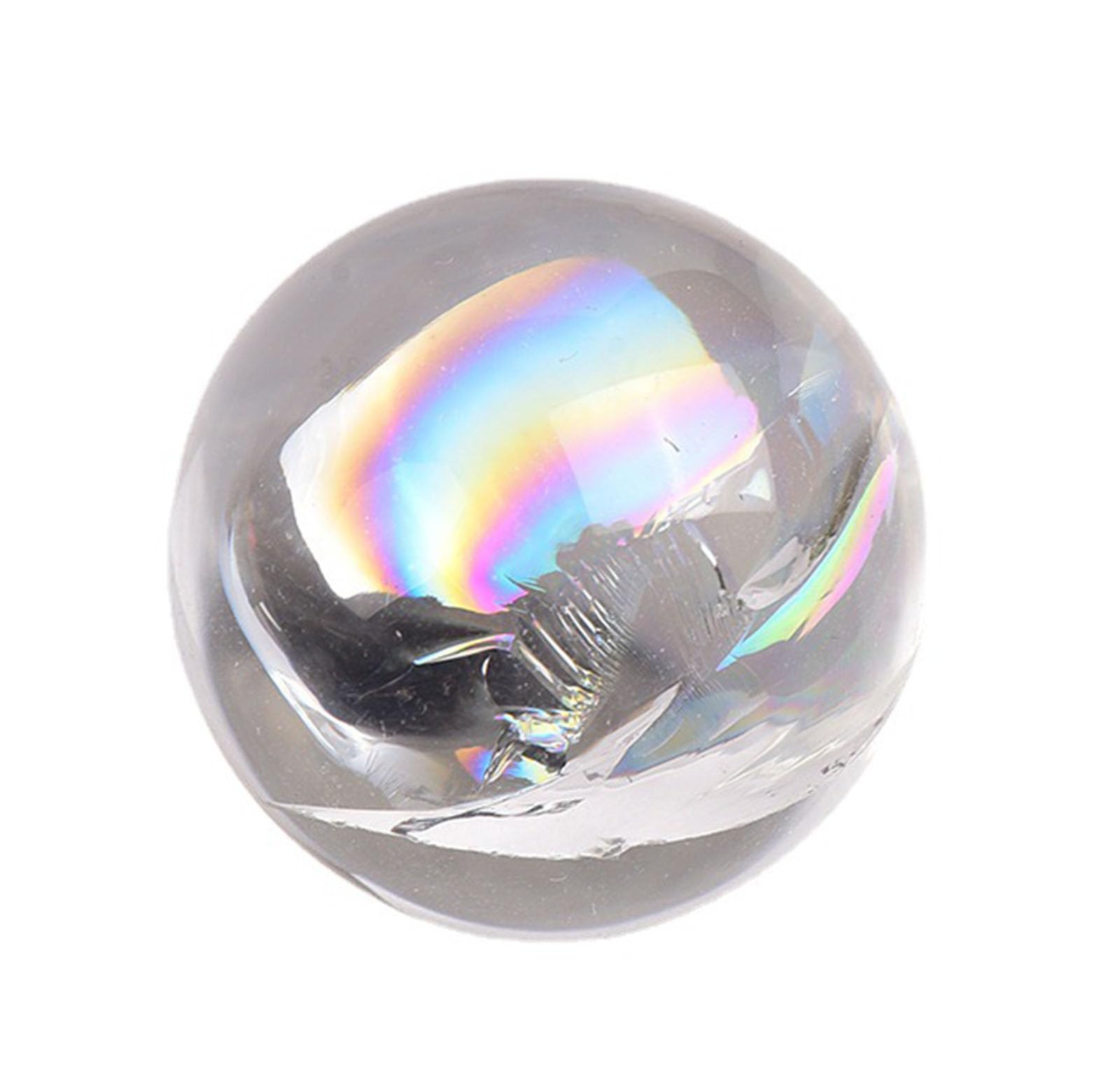 AUOQKQUT Crystal Ball Rainbow Aura Clear Quartz Sphere Polished Gemstone for Fengshui Decor,2Pcs