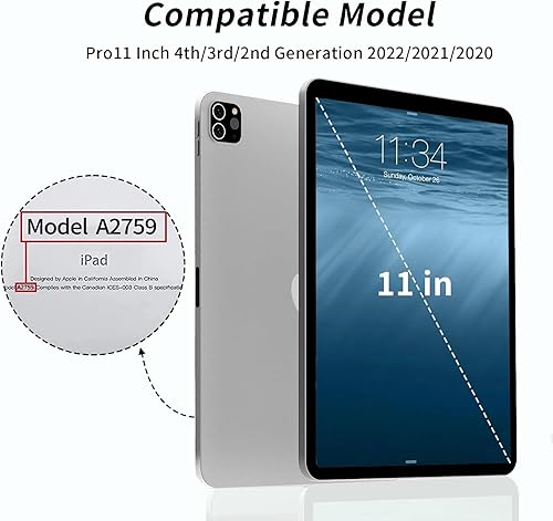 Miniatura 9 de Kenke Funda para iPad Pro de 11 pulgadas de 43221 generación 2022202120202018, compatible con carga de 2 lápiz con soporte lateral izquierdo