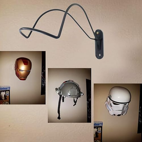 Miniatura 3 de Soporte de hierro fuerte para casco electrónico montado en la pared Exhibición de almacenamiento de casco Soporte de pared para colección de