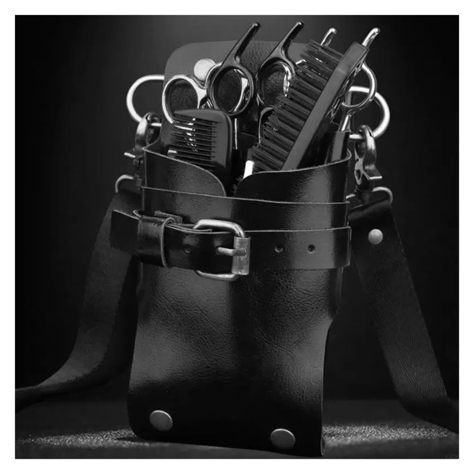 Strumenti for la cura dei capelli, salone, PU, ​​borsa for attrezzi da parrucchiere, fondine multi-tasca for barbieri, stilisti(Black)