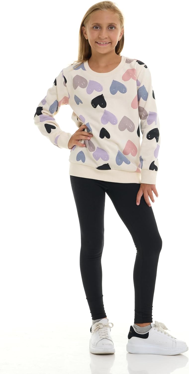 Pink Angel Girls 2-Piece Fleece Crewneck Sweatshirt and Legging Set - Cozy Printed Outfits - Image 6
