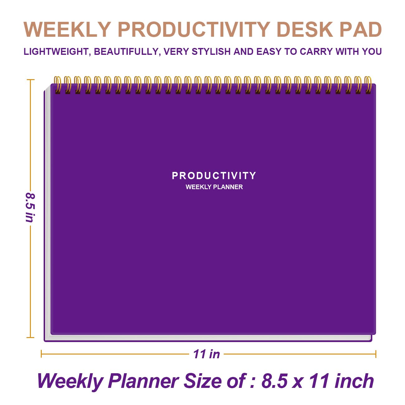 Planificador semanal de productividad, 8.5 x 11 pulgadas, el bloc de notas de escritorio tiene 6 áreas de enfoque para enumerar tareas para objetivos, proyectos, clientes, académicos o comidas