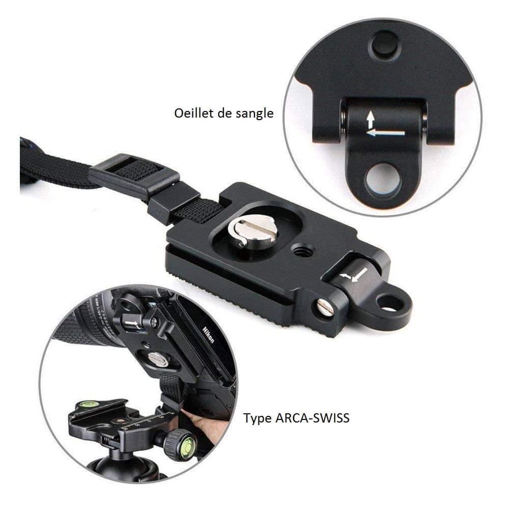 Sangle de main JJC HS-PRO1M pour Reflex Numérique - Noir avec coutures noires