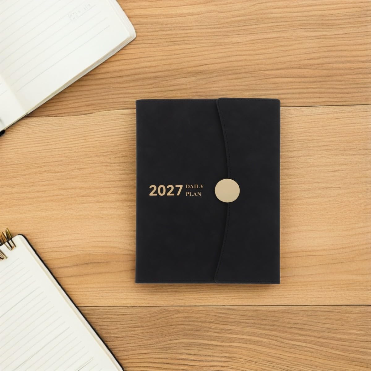 Gatuida Agenda Settimanale A5 2027 Nero in Similpelle e Carta, Pianificatore Giornaliero Completo, per Studio Accademico e Note, per Professionisti e Studenti