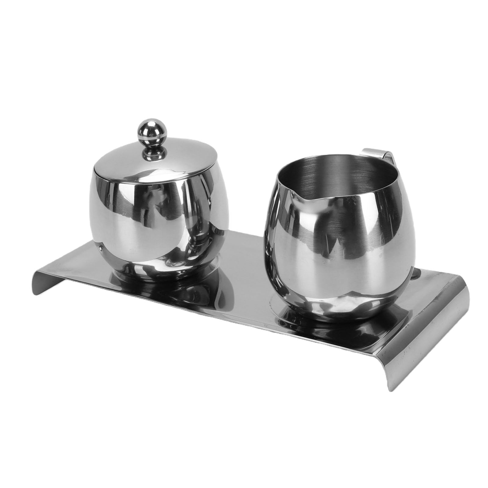 GOWENIC Jarra para Espumar Leche de Acero Inoxidable de 300 Ml, Juego de Latte Art con Bandeja para Azucarero, Boquilla Ergonómica de Precisión para café Barista, Acero Inoxidable 304