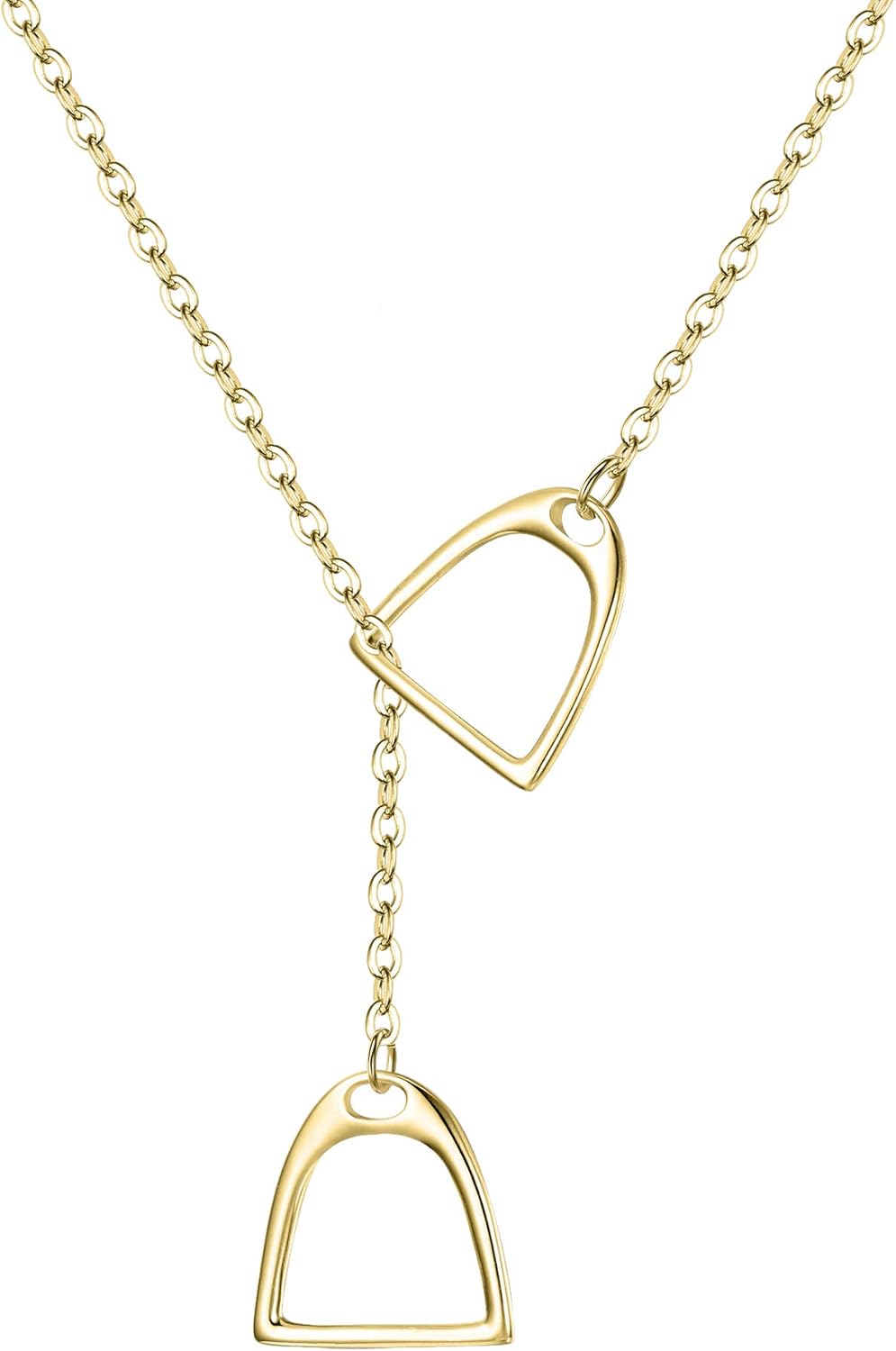 FANZE 925 Sterling Sliver Horseshoe Necklaces for Women Double Stirrup Y Necklace Classic Western Horse Jewelry Gift for Anniversary Valentines Christmas