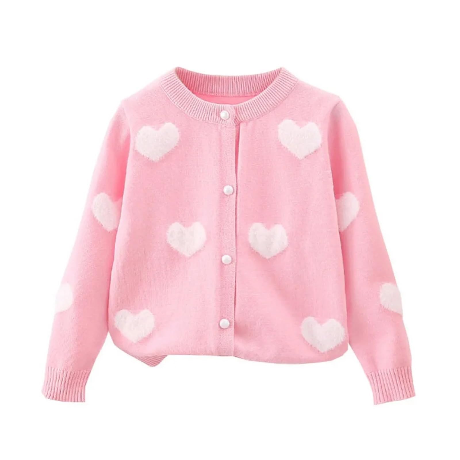 Suéter Tipo cárdigan de Punto a la Moda for bebés y niñas, Chaqueta con Botones Bordados en Forma de corazón for otoño e Invierno for niños (7-12 años)