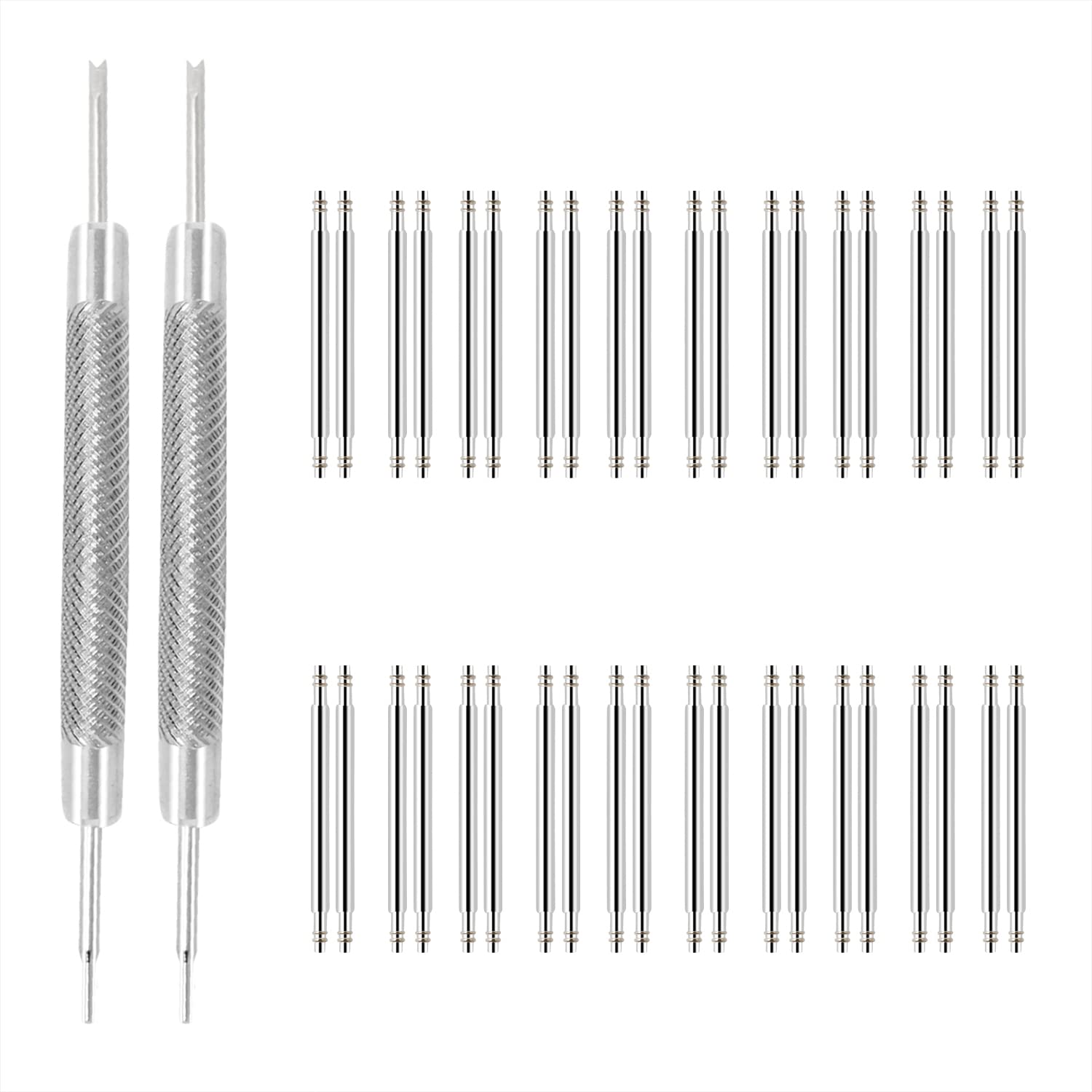 Honbay Watch Accessories 40PCS L 20mm Dia 1.5mm Stainless Steel Spring Bars Pins Watch Replacement Band Strap Link Pins Watch Lugs with 2PCS Double Tip Watch Band Remove Tool Spring Bar Repair Tool