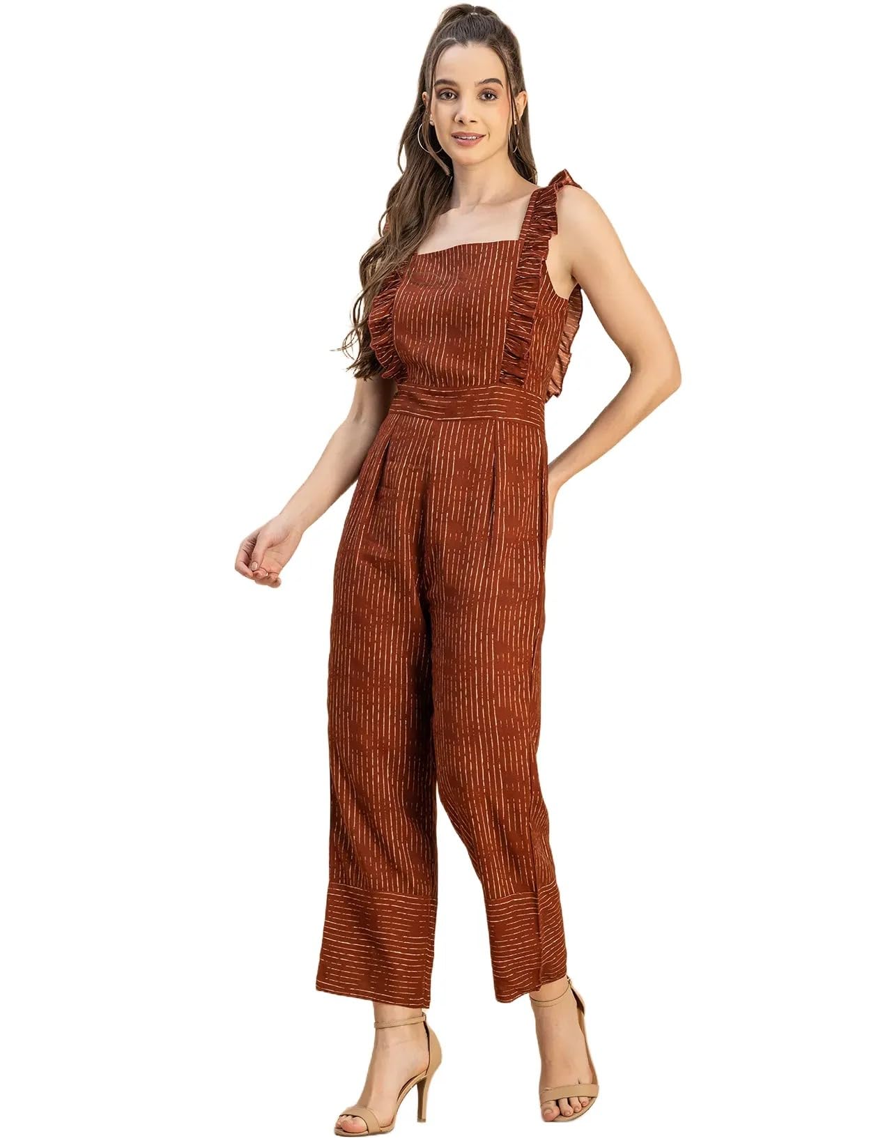 moomaya Sleeveless Square Neck Full Leg Rayon Jumpsuit -Women's Printed Jumpsuit-picture-27