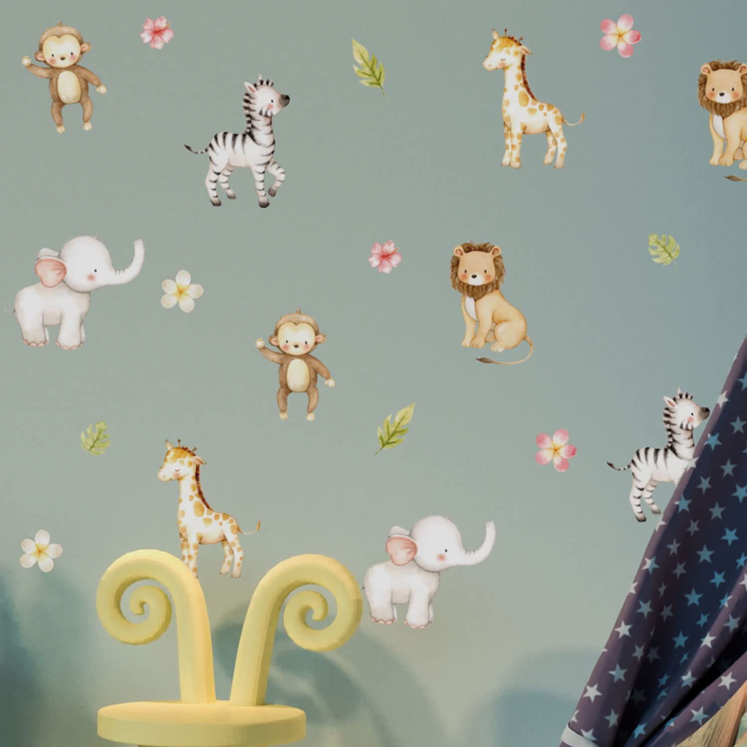 Stickerscape Floral Animals Safari Stickaround Wall Sticker Packs (Floral Animals) | Jungle Wall Stickers For A Children's Bedroom Or Nursery | Easy To Apply And Cleanly Removable